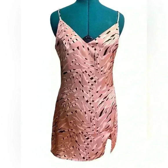 Storia - Heidi Zebra Satin 90’s Slip Dress Sz M - Picture 2 of 10